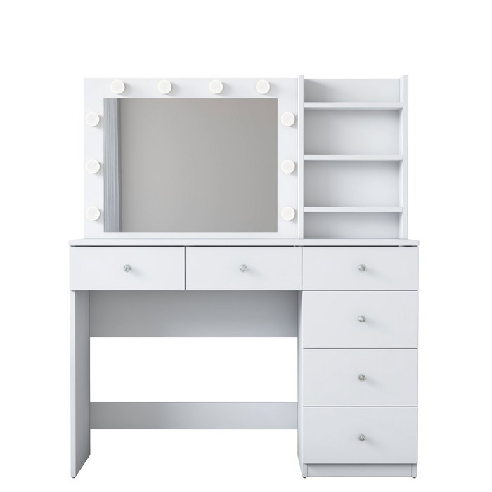 Hanah Home Mesa de Maquillaje Blanca con 10 Focos Hanah Home Mesa de Maquillaje Blanca con 10 Focos